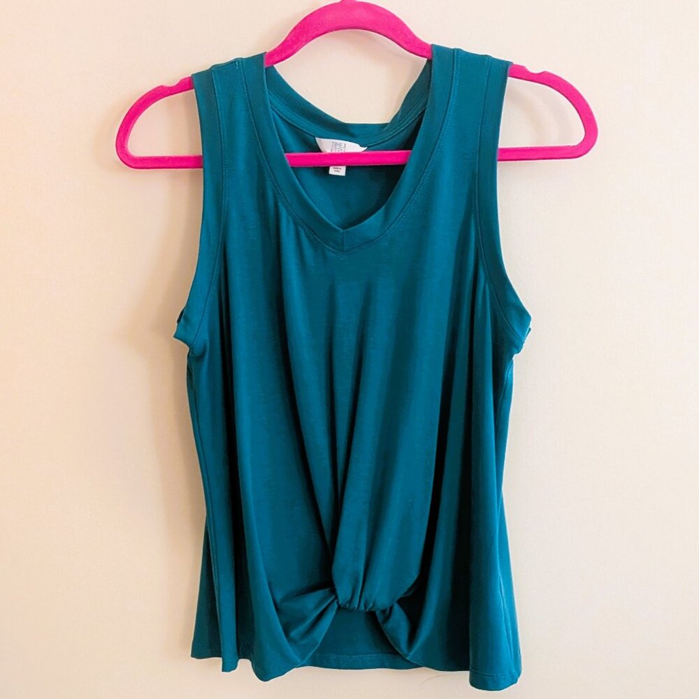 Like New Time and Tru Sleeveless Top with Knot Front, Teal, Sz M (8-10)